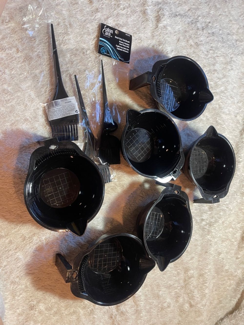 Hair Color Mixing Bowls & Brushes Set - Black
